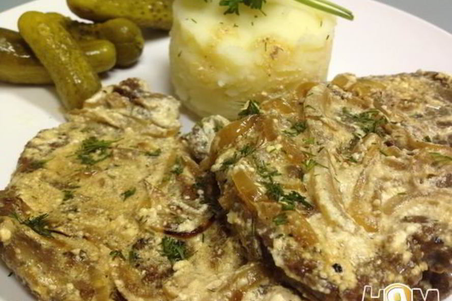 Рецепт говяжьей печени в сметане