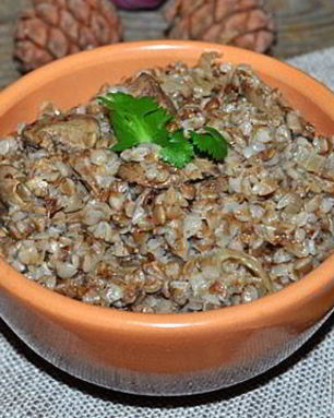 Греча с куриной печенью