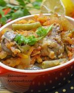 Куриная печень с овощами в кисло-сладком соусе