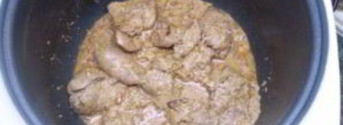 куриная печень в сливках в мультиварке. Шаг 7