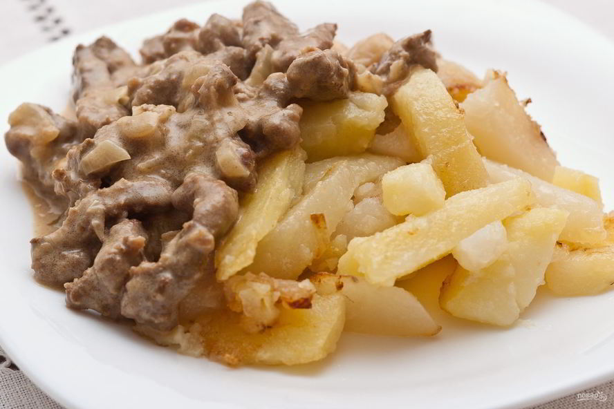 Рецепт печени говяжья по-строгановски