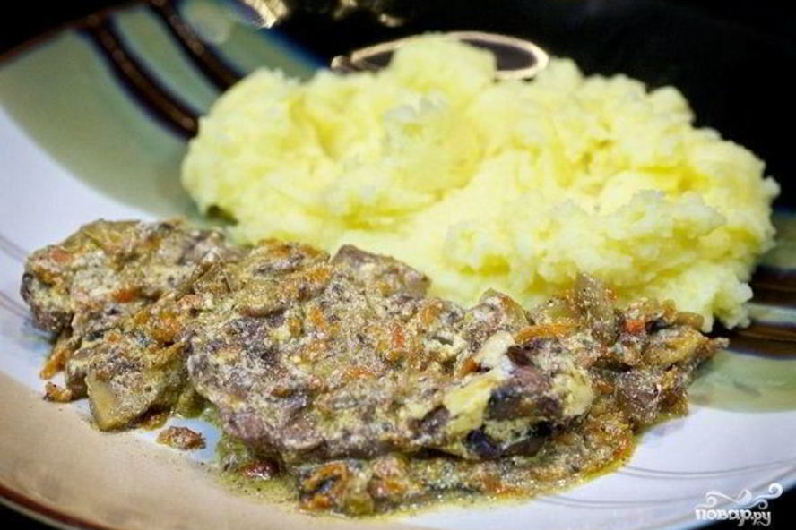 Рецепт печени куриной жареной с подливкой