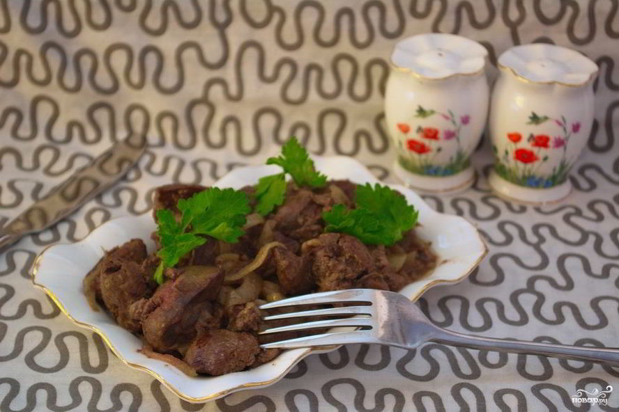 Рецепт печени с луком тушеная