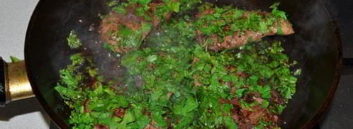 жареная печень со шпинатом. Шаг 5