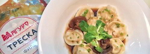 пельмени с рыбой и белыми грибами. Шаг 20