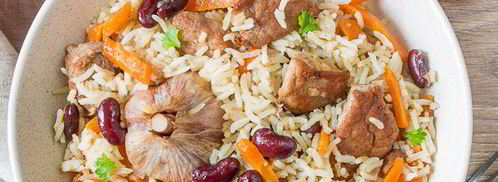 быстрый плов со свининой и фасолью. Шаг 10