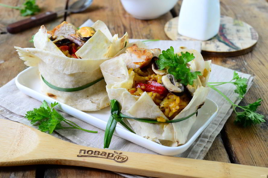 Рецепт паэльи в лаваше