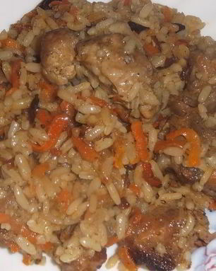 Плов с гузками индейки