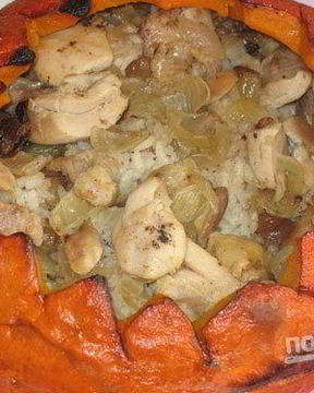 Плов с тыквой и курицей