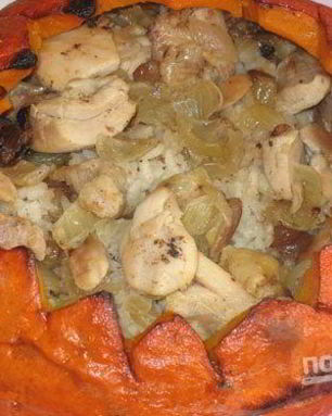 Плов с тыквой и курицей