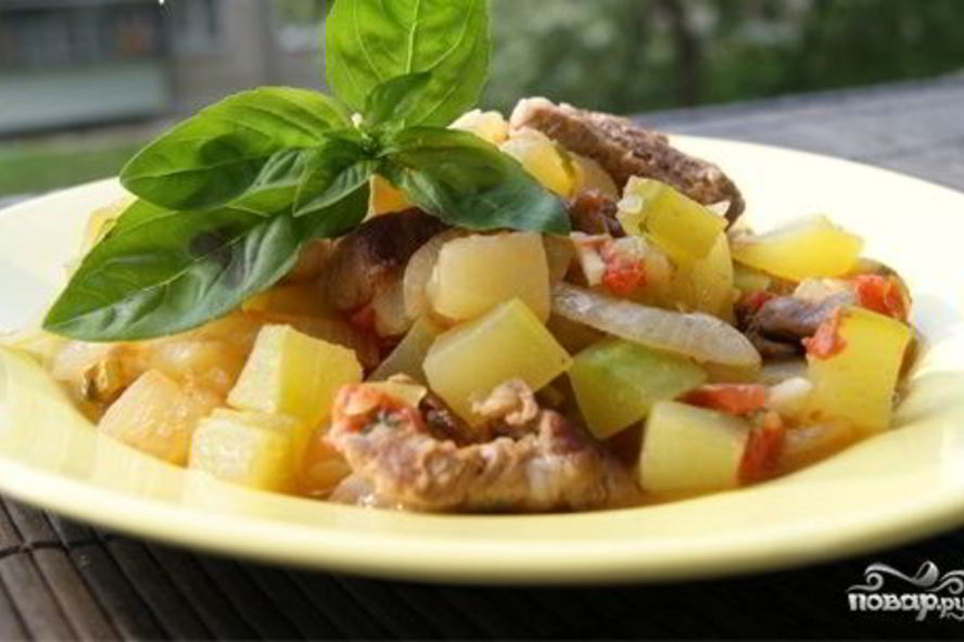Рецепт мясного рагу с кабачками