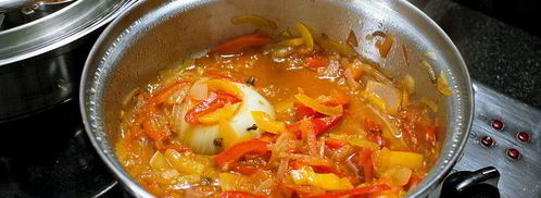 рагу из тыквы с вешенками и соусом лечо. Шаг 5