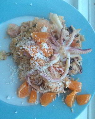 Ризотто из морепродуктов с кокосом