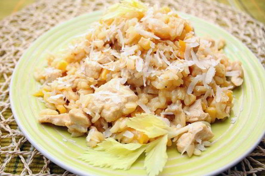 Рецепт ризотто с курицей, перцем и кукурузой
