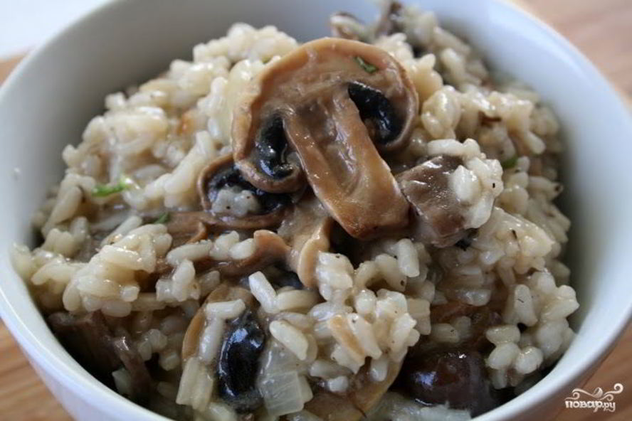 Рецепт ризотто с шампиньонами и сливками