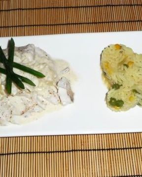 Судак по-монастырски с ризотто