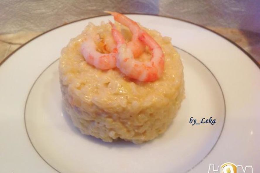 Рецепт яблочного ризотто с креветками