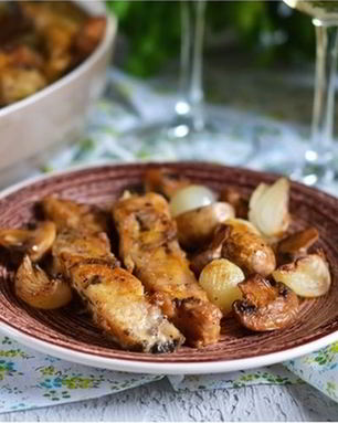 Скумбрия с грибами