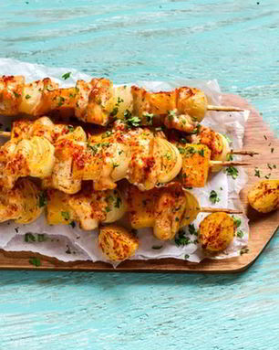 Шашлык из курицы с тыквой и яблоком