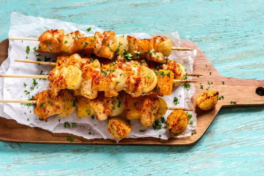 Рецепт шашлыка из курицы с тыквой и яблоком