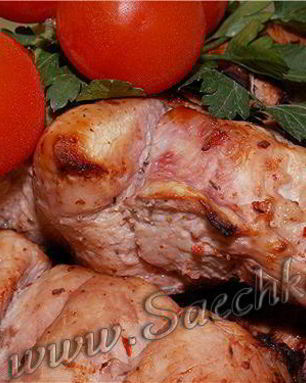 Шашлык из курицы в розовом маринаде