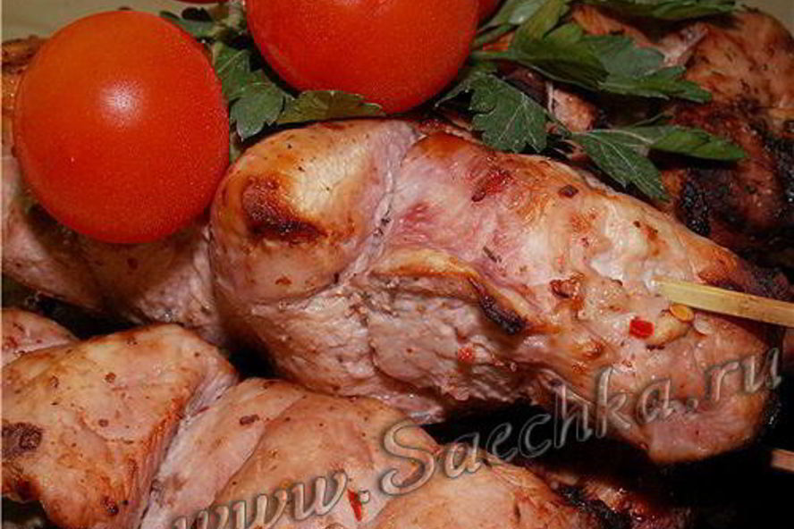 Рецепт шашлыка из курицы в розовом маринаде