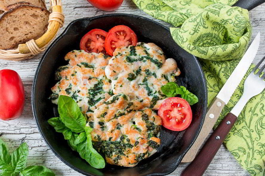 Рецепт рубленых куриных шницелей со шпинатом