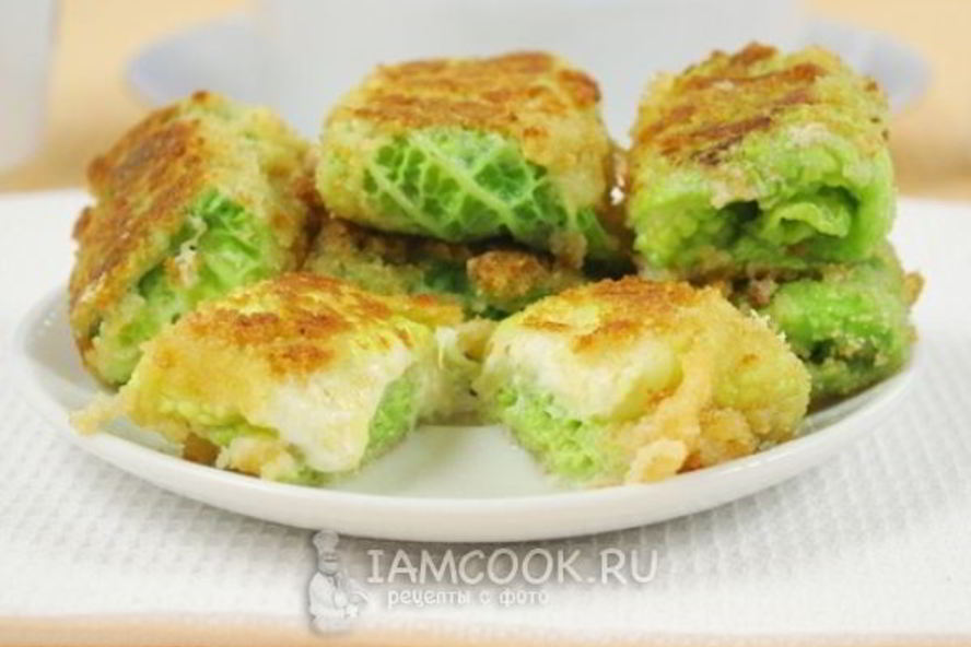 Рецепт шницеля из савойской капусты с сырной начинкой