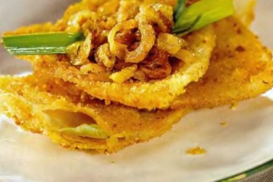 Рецепт шницеля капустного с луковой заправкой