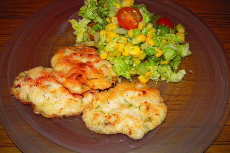 Рецепт шницеля по-венециански с легким салатиком из кукурузы
