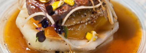 стейк на гриле с дыней, тыквой и ростками сои. Шаг 8