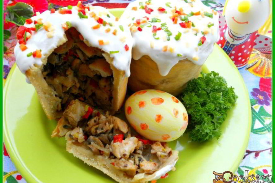 Рецепт жаркого из курицы и грибов праздничный кулич