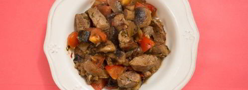 жаркое из свинины с острыми баклажанами и шампиньонами. Шаг 8