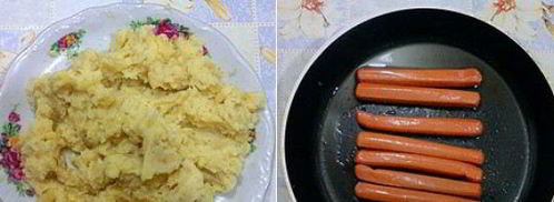 картофельные зразы с сосиской. Шаг 5