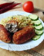 Рыбные зразы с грибами и сыром