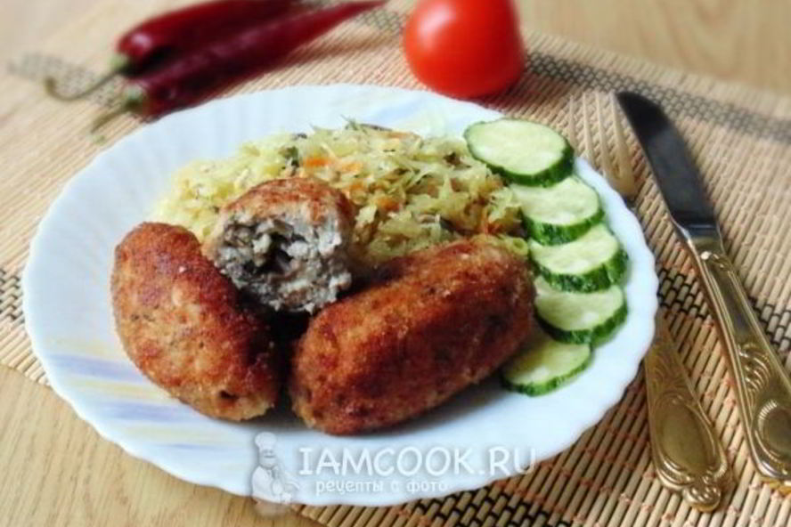 Рецепт рыбных зраз с грибами и сыром