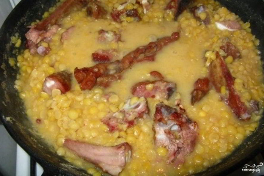 Рецепт гороховой каши с копчеными ребрышками
