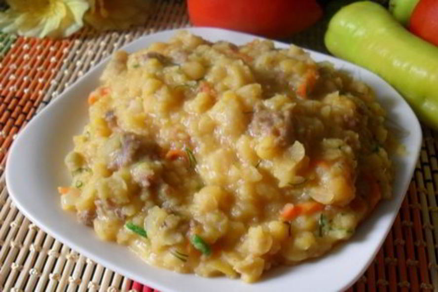 Рецепт гороховой каши с мясным фаршем в мультиварке