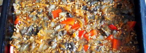 гречка с грибами и овощами в духовке. Шаг 10