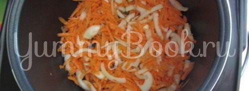 гречка с грибами, куриной печенью и сердцами в мультиварке. Шаг 3