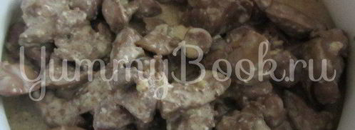 гречка с грибами, куриной печенью и сердцами в мультиварке. Шаг 9