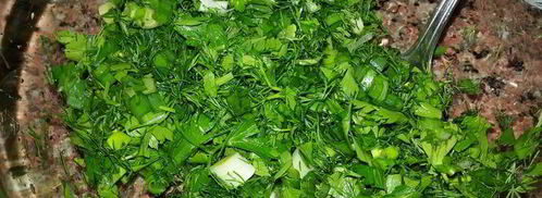 гречка, томленая с тыквой, грибами, сельдереем и вялеными томатами. Шаг 6