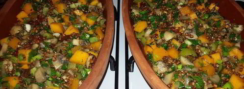 гречка, томленая с тыквой, грибами, сельдереем и вялеными томатами. Шаг 8