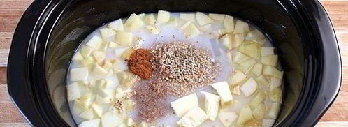 ночная овсяная каша с яблоками и орехами в мультиварке. Шаг 3