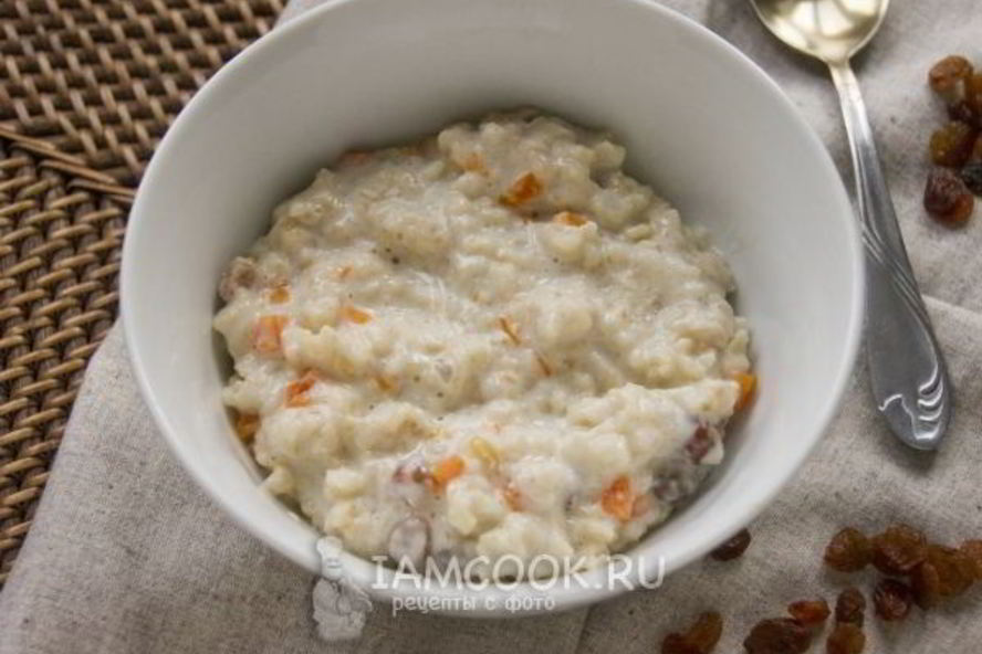 Рецепт овсяной каши на молоке с тыквой и изюмом