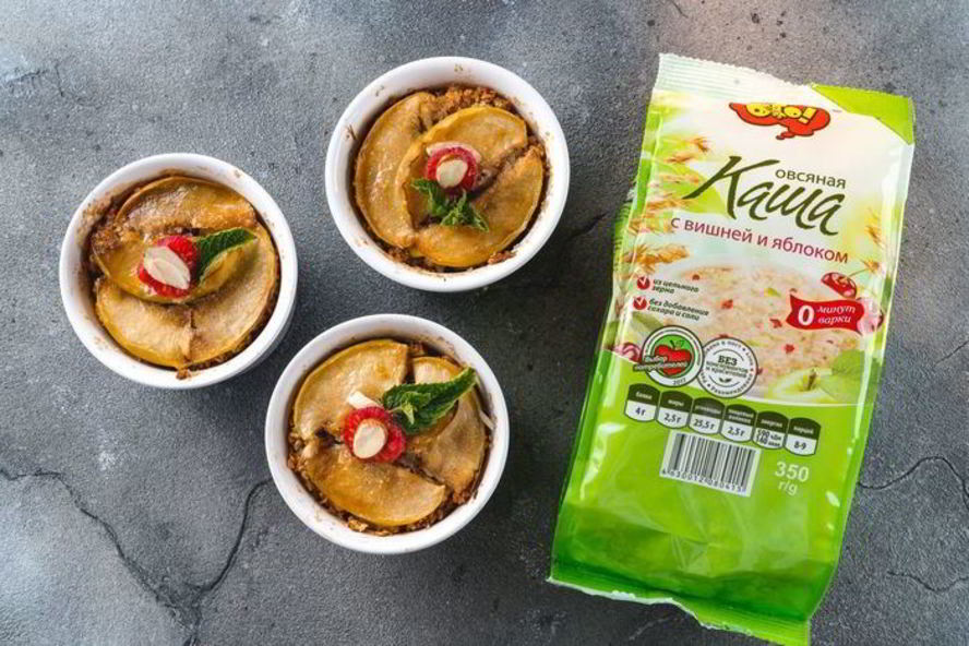 Рецепт запеченной овсяной каши с яблоками и орехами