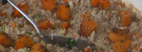 перловая каша с фасолью, тыквой и беконом. Шаг 14