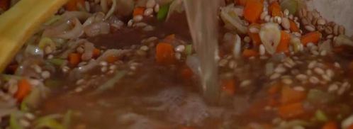 перловая каша с фасолью, тыквой и беконом. Шаг 10