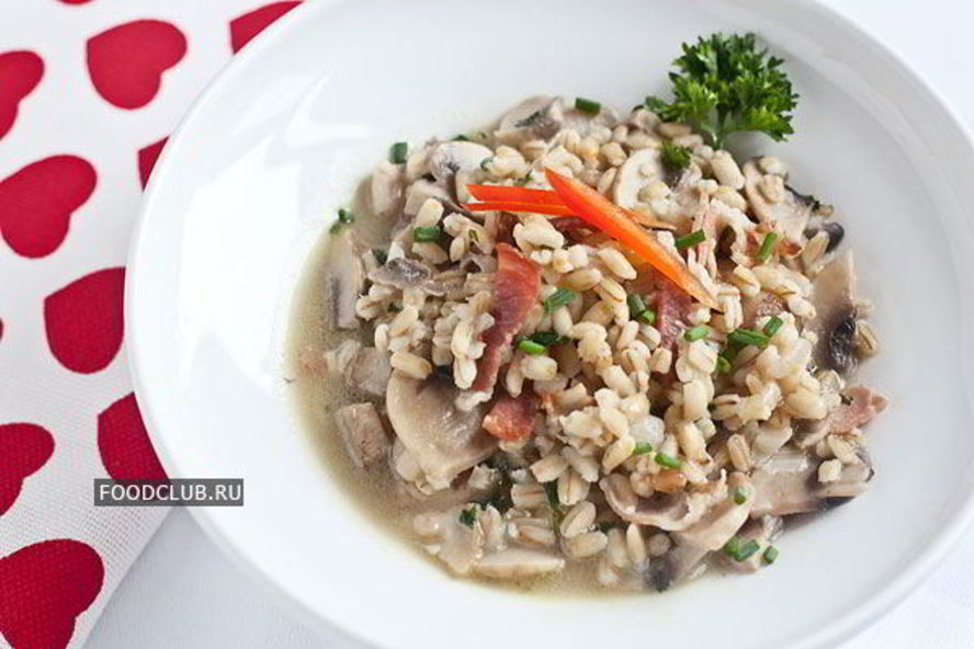 Рецепт перловой каши с грибами и беконом