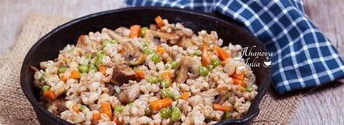 перловая каша с мясом, грибами и овощами. Шаг 4